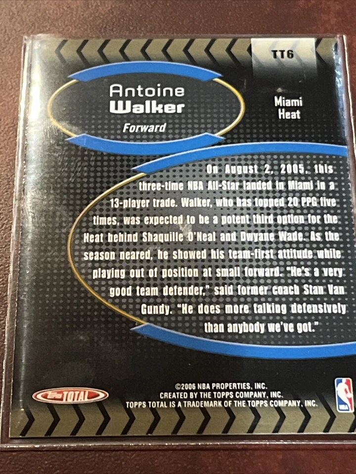 2005-06 Topps Total Transfer Antoine Walker Insert Card Miami Heat - Image 2 of 2