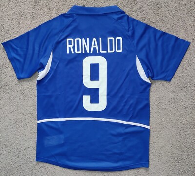 Brazil 2002 World Cup Edition Away Ronaldo #9 Soccer Retro