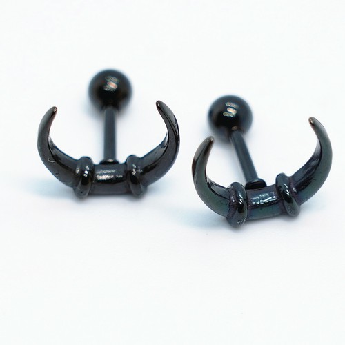 2- 6 Pcs Stainless Steel Fashion Crescent Moon Horn Ball Stud Earrings Piercing - 第 11/16 張圖片