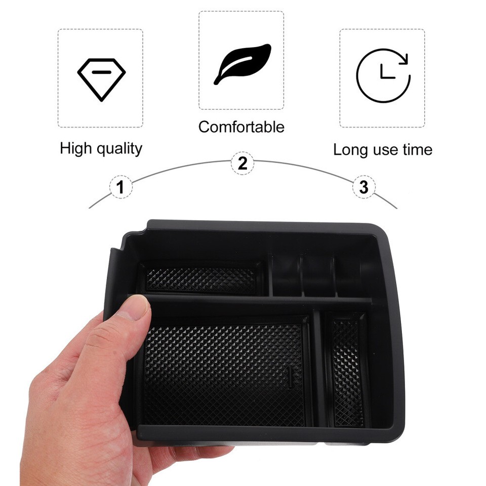 Black Serving Tray Storage Box Vehicle Armrest Organizer Car