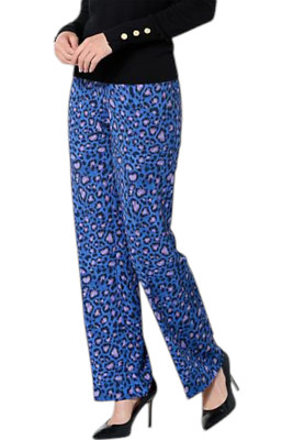 IMAN Women's Global Chic Printed Flare Leg Pull-On Pant Blue