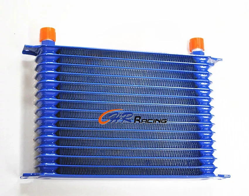 Enfriador de aceite de motor de transmisión de refrigerante de aluminio azul universal 15 filas 10 AN Foto 2 de 4