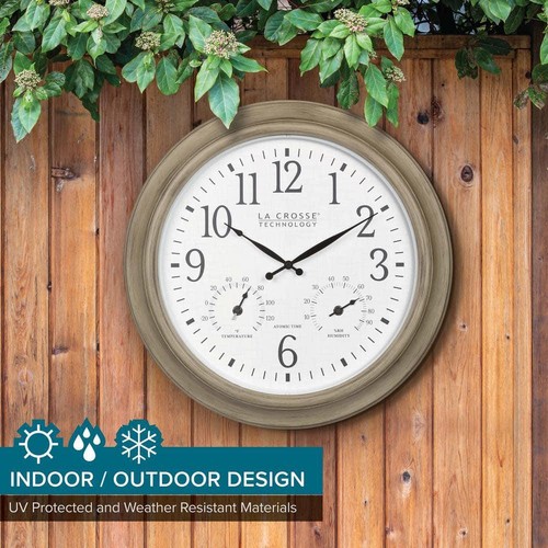La Crosse Technology Wall Clocks 18" Atomic Analog Radio Controlled Taupe Beige - Picture 3 of 7