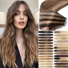 Seamless Tape In Skin Weft 100 Remy Human Hair Extensions Ombre Thick For Women