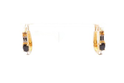 Ross Simons Gold Plated Sterling Silver 925 Sapphire Hoop Earrings A1