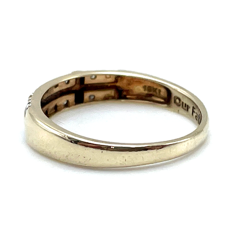 10K Yellow Gold Diamond Cross/Religious "Our Father" Band Size 7 - 第 4/16 張圖片