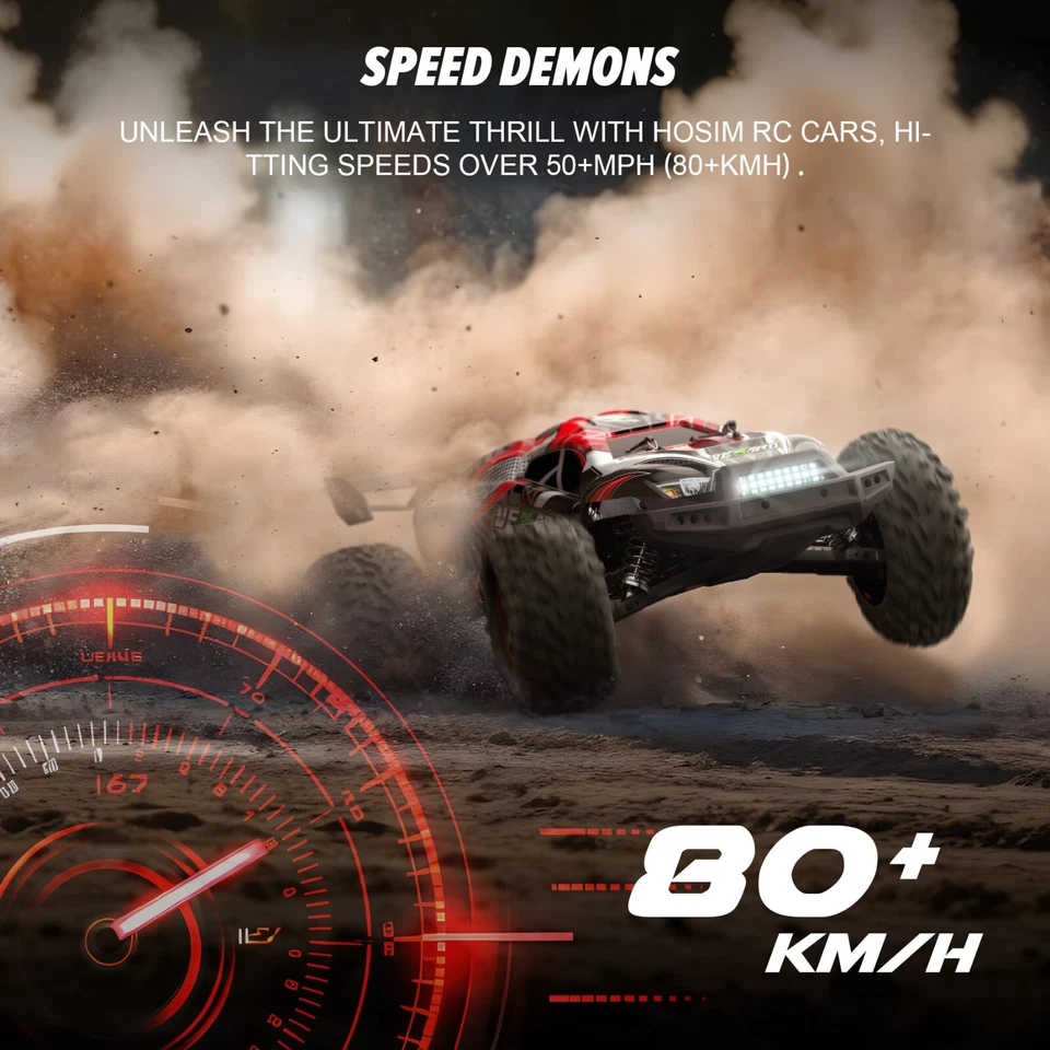 Hosim 1:8 Brushless RC Car Remote Cotrol Car Monster Truck High Speed 50+MPH RTR - Image 4 of 4