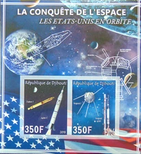 US satellites Explorer Vanguard Jupiter s/s [5] MNH Lollini #DJI13 26 IMPERF