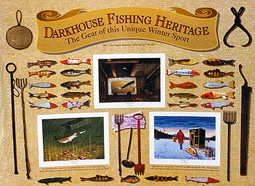 DARKHOUSE FISHING HERITAGE + 3 HUNTING PRINTS - Set of Four (4) s/n By Les Kouba - Picture 1 of 4