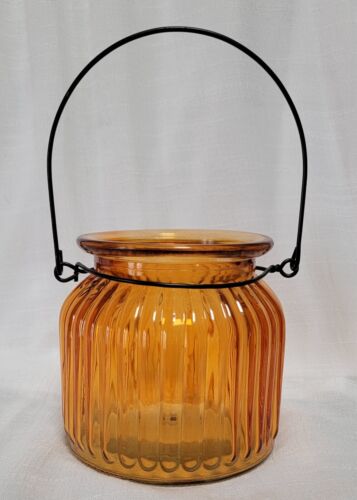 Nantucket Home~Orange ~Lantern Style ~Jar~ Pillar Candle Holder ~Fall/Autumn - Picture 3 of 6