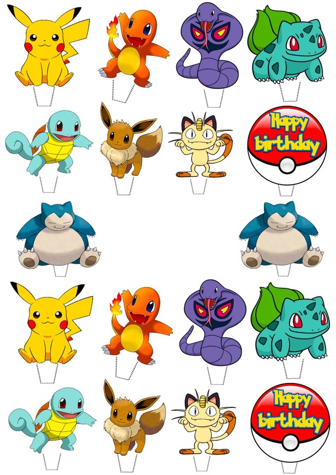 Pokemon Birthday Party - 36 Edible Cupcake Toppers, Fairy Cake Decorations  Go 7426793388119 | eBay