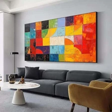 Pure Red Hand painted Abstract Oil Painting Living Room Wall Art Painting