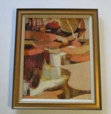 VINTAGE ABSTRACT OIL PAINTING FRANCE FRENCH LISTED CUBIST CUBISM MODERNISM 1965