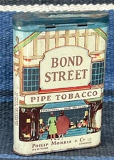 Vintage Philip Morris And Co BOND STREET Pocket Pipe Tobacco Tin Case Container