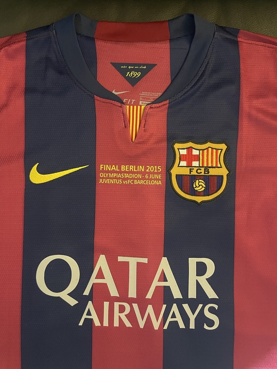 FC BARCELONA XAVI vs JUVENTUS FINAL BERLIN 2015 SOCCER JERSEY SIZE