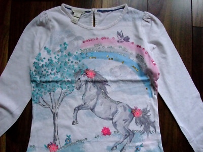 Monsoon Shirt Langarmshirt Mädchen 134 140 Winter Regenbogen Pferd Glitzer