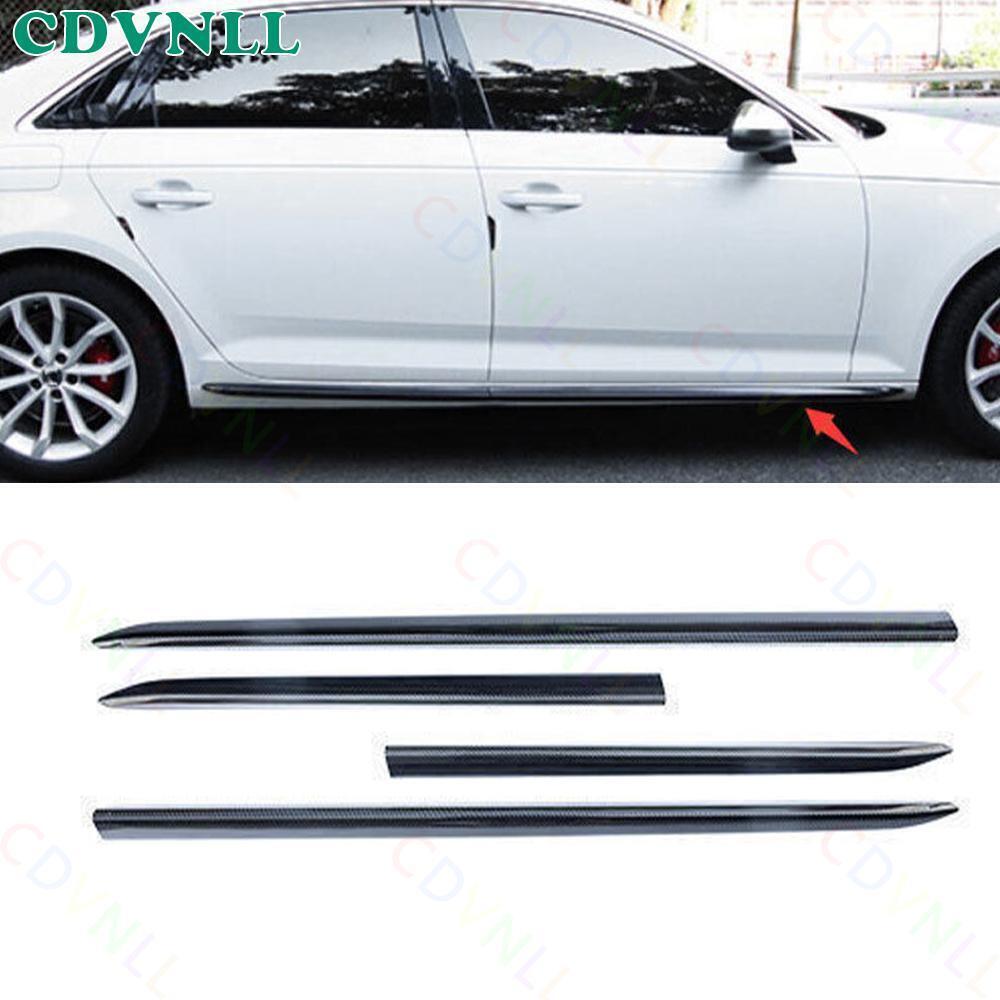For Audi A4 S4 2017-2019 Carbon Fiber Side Door Body Molding Sill Guard Trim 4*