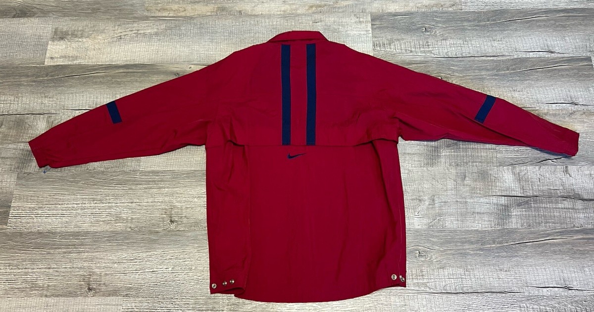 VINTAGE Nike Jacket Mens Medium Anorak Center Swoosh Hooded Nylon