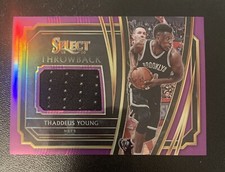 2019-20 Select Basketball Thaddeus Young Throwback Memorabilia Purple Prizms /99