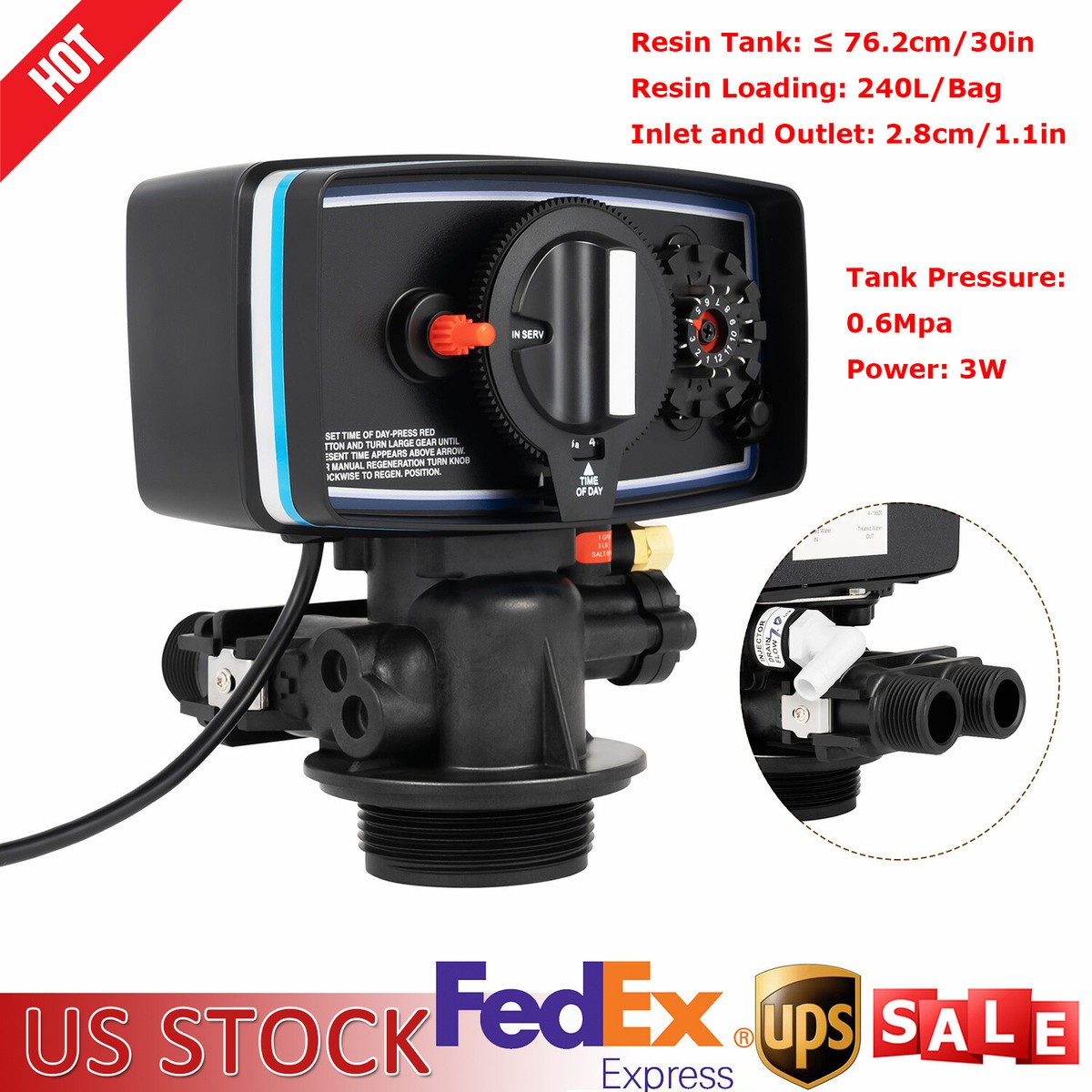 Whole House Water Softener Control Valve Automatic Operating Mode 5600 12-Day Timer Control Valve for Water Filter Softeners Resin 110V 3W Black