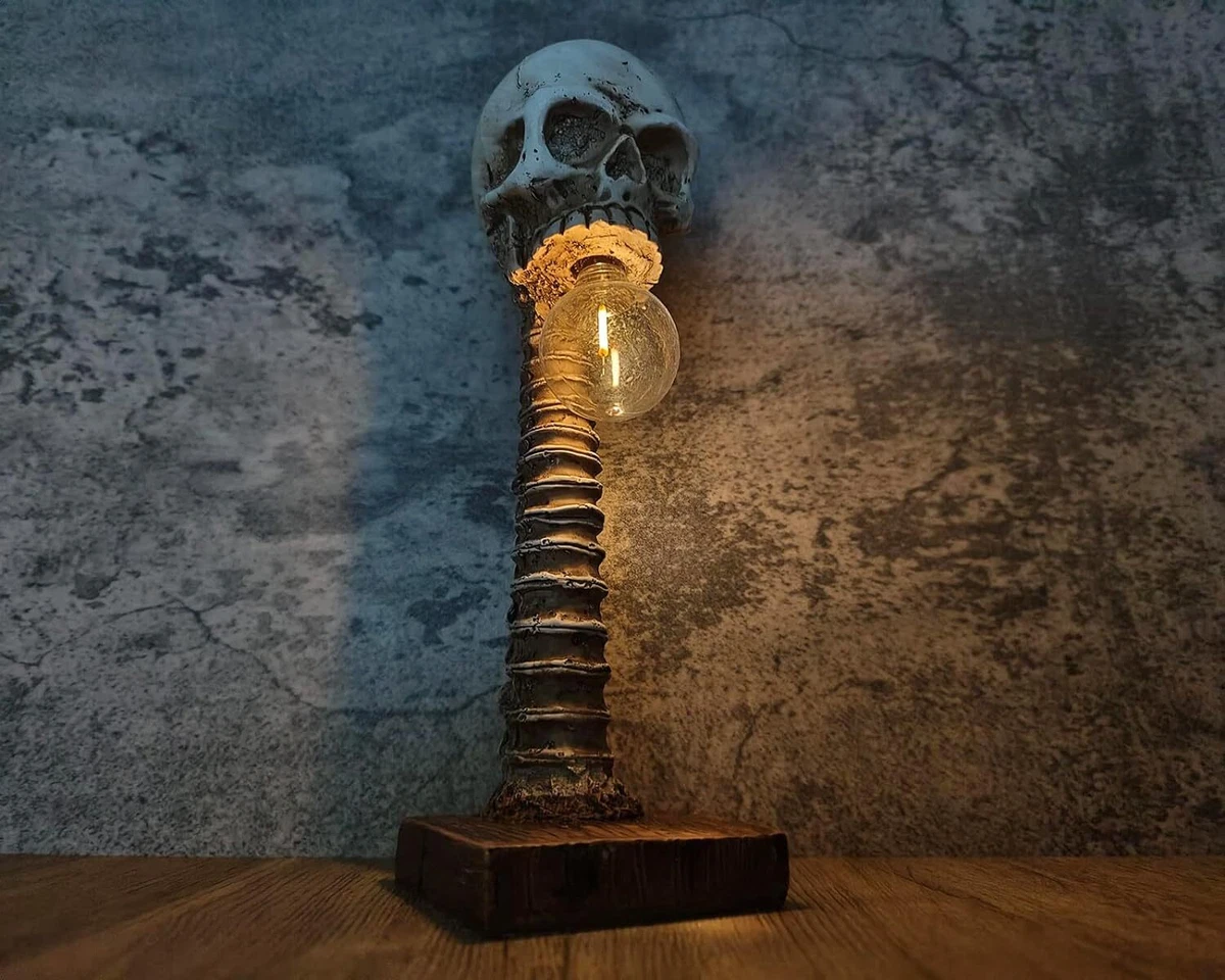 Skeleton Skull Lamp Wings Lamp Detailed Spine Skeletons Desk Table Floor Lamp