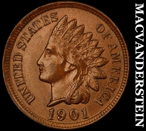 1901 Indian Head Cent- Choice Gem Brilliant Uncirculated+++ Luster #J111