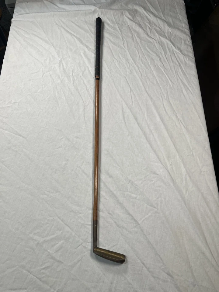 Otty Cosman 古董山核桃杆黄铜刀片推杆 20 世纪初复古右手 35 英寸 — 第 4/4 张图片