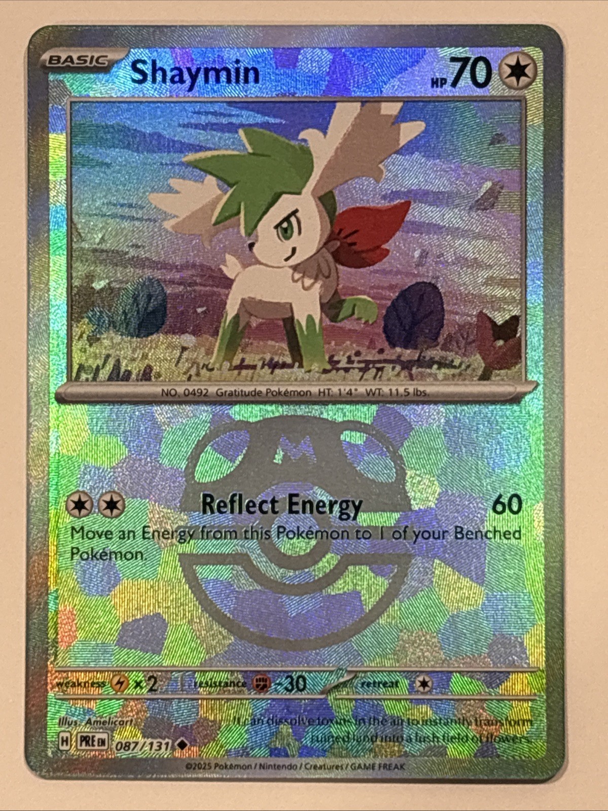 Pokémon TCG Shaymin Masterball Prismatic Evolutions Card 087/131 NM Condition