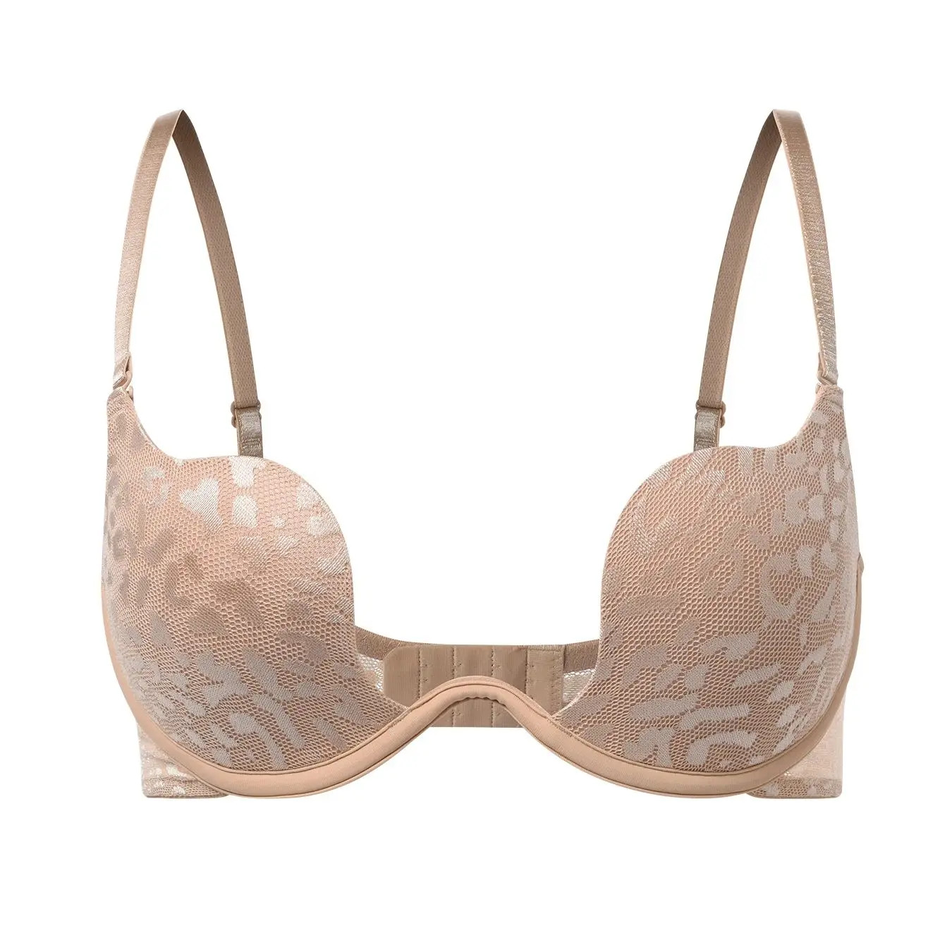 Push Up Underwire Bra 3 4 Cup Adjustable Strap Back Closure Lace Detail Fit