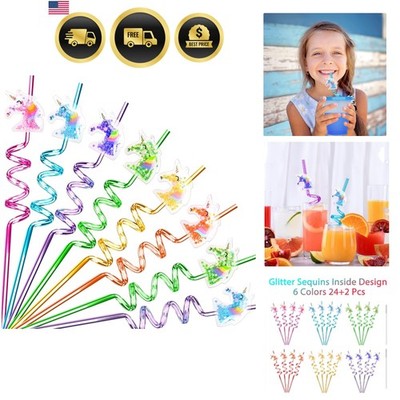 24 Glitter Unicorn Birthday Party Supplies Drinking Straws Unicorn Party Favors