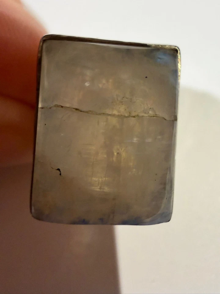 Anillo vintage de plata de ley con piedra lunar natural rectangular Foto 2 de 4