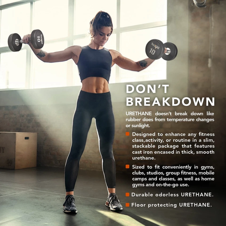 Mancuerna de uretano Yes4All Premium - 20 libras Foto 2 de 4