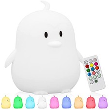 Kids Night Light, Portable Remote Control LED Nightlight Multi-Color Penguin2