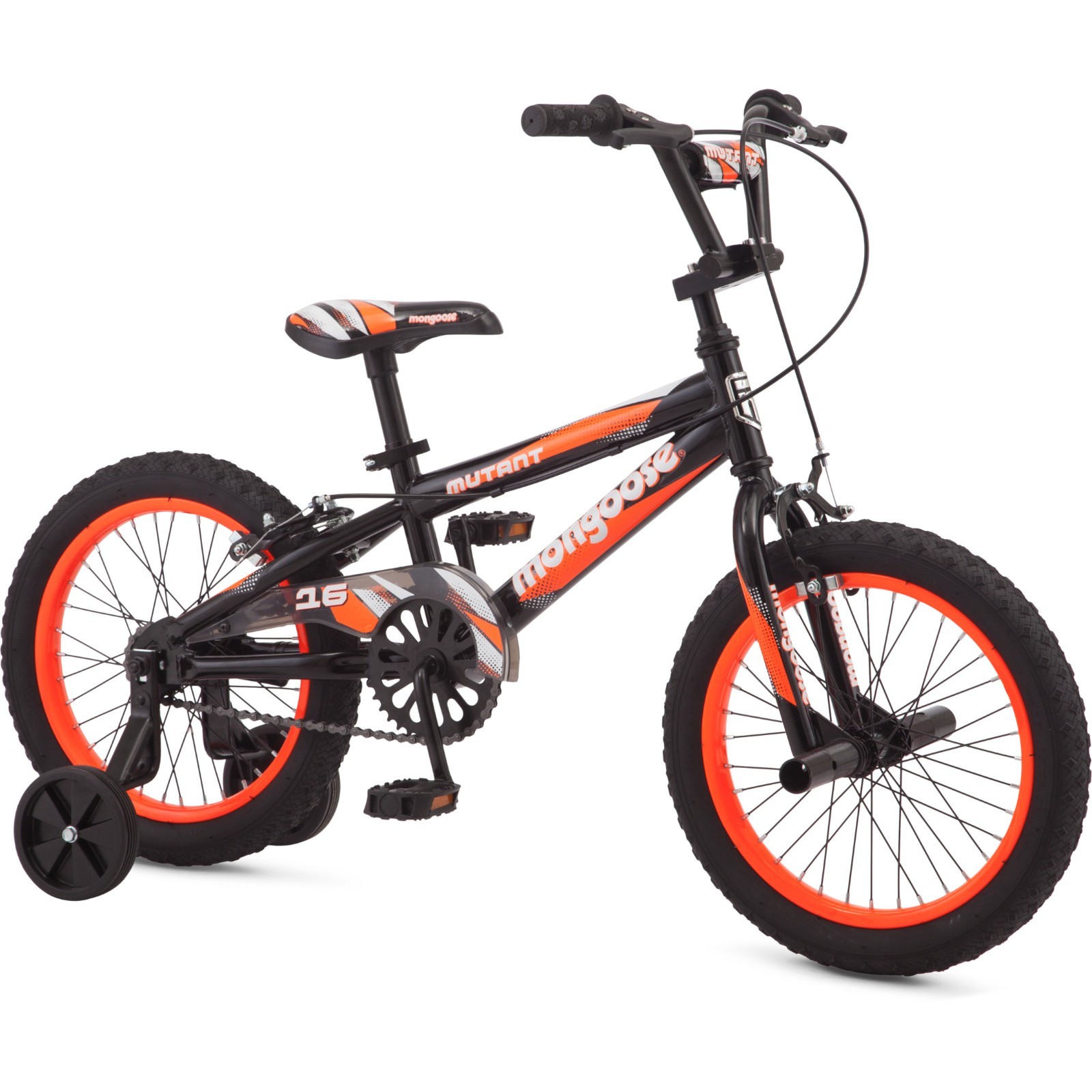 Mongoose Mutant 16" BMX Bike for Boys Ages 3-5, Black & Oran