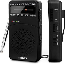 PRUNUS J-166 Portable AM FM Radio  Battery Operated Tuning Light Back Clip