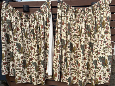 Laura Ashly Retro Maßgeschneidert Beige Blumen Vorhänge 150 B x 55 Tropfen Bleistiftfalte