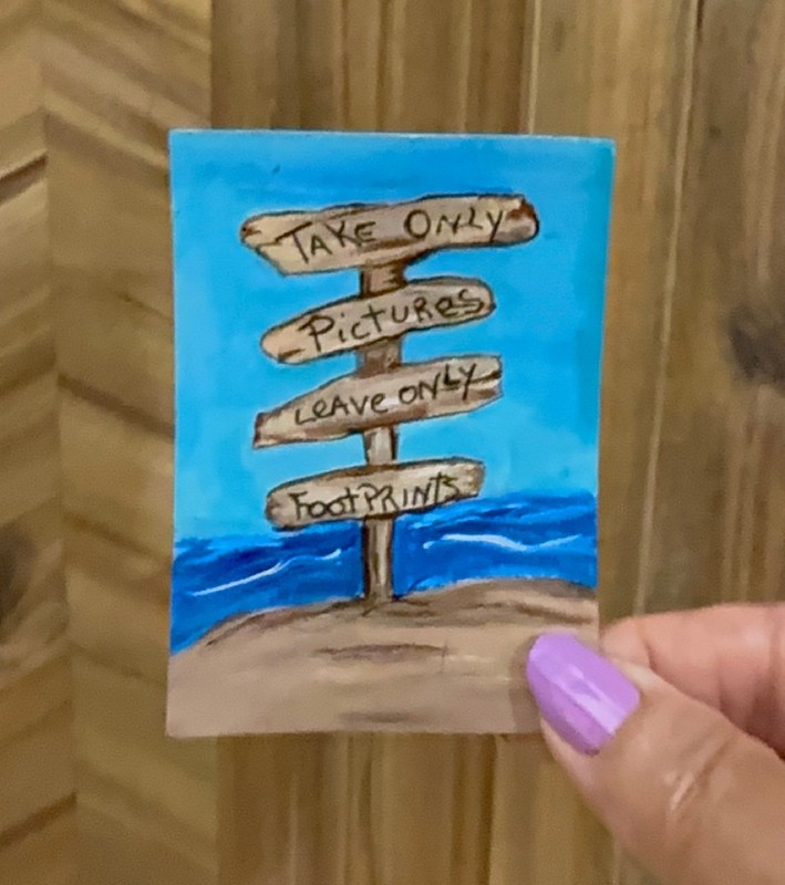 ACEO Original Art Ocean Beach Sign ACEO original miniature art