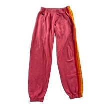Aviator Nation 5 Stripe Jogger S Pink Pull On Lounge Cotton Made in USA