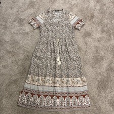 BloomChic Maxi Dress Women’s Size 18-20 Brown Multicolor Floral Boho Peasant