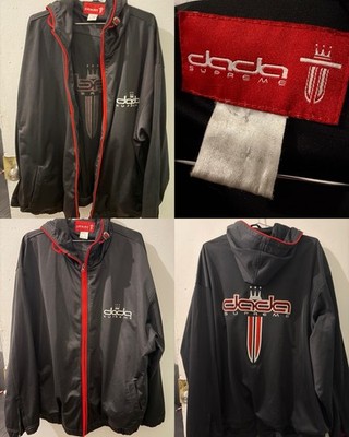 Vtg Dada Supreme Jacket Black Red Sword Crown Logo Y2K Hip Hop Streetwear 2XL