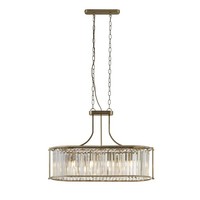 HäNgeleuchte Pendelleuchte Esstisch B: 78 Cm In Messing Antik 5X E27 Kristall