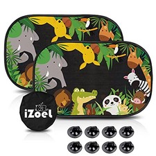 Car Sun Shade for Baby Kids 2 Pack Static Cling Side Window Car Jungle Animals