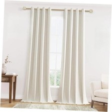 Cream Linen Blackout Curtains 108 Length 2 52"W x 108"L Pack of 2 Natural