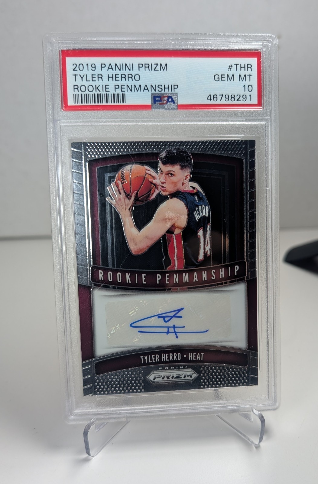 2 Tyler Herro RCs-2019 Panini Prizm Rookie Penmanship Auto & Prizm (Both PSA 10)