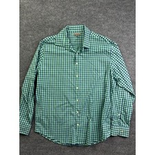Peter Millar Button Down Shirt Mens XL Green Gingham Summer Comfort Performance