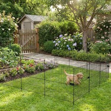 10 Decorative Metal Garden Fence Flower Bed Animal Barrier Border Edge with Gate