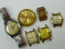 6 VINTAGE GRUEN WITTNAUER BENRUS ELGIN MENS WATCH LOT - 4 RUN - PARTS REPAIR