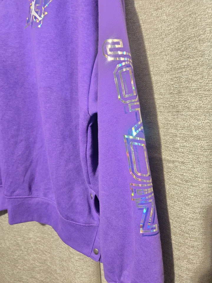 Girls Jordan Take Flight Snap Crew Neck Purple Sweater Size XL  - Image 2 of 4
