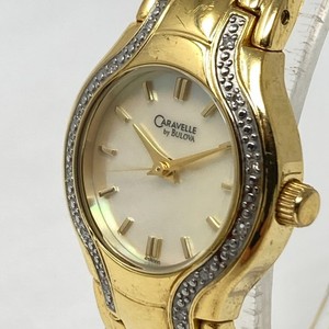 Caravelle by Bulova Diamond Watch Women Gold Tone MOP 45R000 New Battery 6.75\