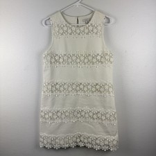 JCREW Womens Shift Floral Lace striped White Dress - SIZE 8